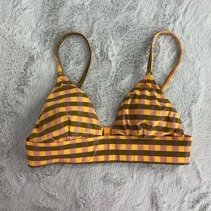 Tigerlily Shimmer Gingham Plunge Bikini Top Size 4